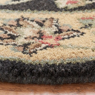 Hand-Tufted Charcoal and Gold Wool Round Area Rug, 8'