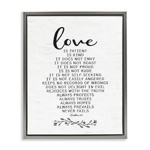 Stupell Industries Love is.. Uplifting Heartfelt Quote Spiritual Scripture Floating Frame Canvas Art, Gray, 17" x 21" - 1 of 4