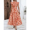 Floral Maxi Dress for Women Ruffled Cap Sleeve A Line Dress with Crew Neck Highwaist Tiered Dress Belted Maxi Sundress Garden Party Dress - 2 of 4
