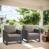 POCASSY Outdoor Wicker Armrest Chairs Set of 2, Brown Wicker Rattan Patio Chairs with Square Armrest and Metal Leg, Patio Furniture Chairs for Porch - 2 of 4
