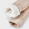 Women's Waffle Sweater Knit Reading Crew Socks with Faux Shearling Lining and Grippers Auden™One Size - 4 of 4