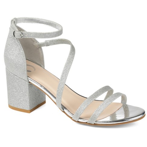 Silver open toe clearance pumps