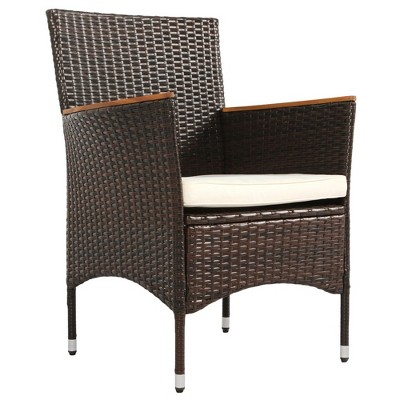 7-Piece Brown and Acacia Wood Outdoor Patio Dining Set with Cushions