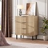 2 Set Fluted 3 Drawers Dresser,Chest of Drawers with Metal Legs,Wood Nightstand with Storage and Anti-Tipping Device,Drawer Organizer for Bedroom - 2 of 4