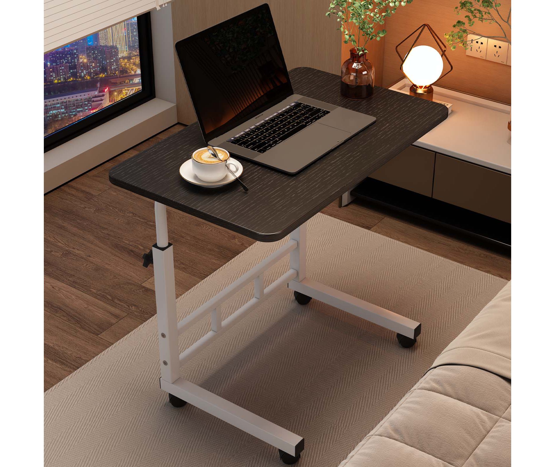 31.5" L Standing Desk, Adjustable Height Mobile Desk with Wheels, Rolling Laptop Table for Home Office, Study, Bedroom