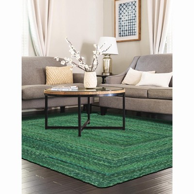 Handmade Green Braided Cotton Indoor Area Rug 8x10