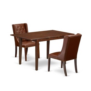 HomeStock 3-Pc Mahogany Finish Solid Wood Top with Butterfly Leaf Dining Table Set - 1 of 4