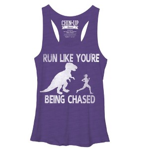 Women's CHIN UP Dinosaur Run Racerback Tank Top - 1 of 3