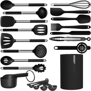 Itopfox Large Silicone Cooking Utensils Set - Heat Resistant Kitchen Tools Spatula, Spoon, Turner, Brush, Whisk, Stainless Steel Silicone forCookware - 1 of 4