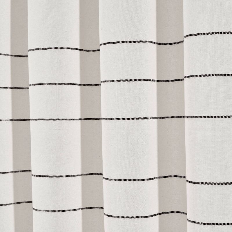 Farmhouse Boho Striped Woven Tassel Yarn Dyed Cotton Shower Curtain Ivory/Black - Lush D&#233;cor, 6 of 8