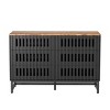 Okak Chic Slatted Dresser with 3/6 Drawers,Modern Style Chest of Drawers for Living Room,Entryway,Slatted Grille&Metal Legs,Black&Brown - 2 of 4