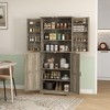 HOMCOM 72" Farmhouse Kitchen Pantry Cabinet, Tall Storage Cabinet with 4 Barn Doors, 4 Adjustable Shelves, 8 Door Shelves, Gray Wash - 3 of 4