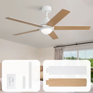 52 Inch 3 Speed Mordern Wood Ceiling Fan for Indoor Farmhouse Bedroom Living Room Outdoor Patio Porch Reversible AC Motor - 1 of 4