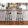 HomeRoots Set of Two 29" Brown and Black Microfiber and Metal Low Back Bar Height Swivel Bar Chairs - 2 of 4