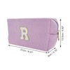 Unique Bargains Corduroy Rectangular Letter Makeup Bag Pink Purple 1 Pc - 2 of 4