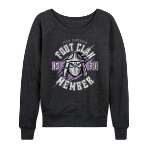 Women's - Teenage Mutant Ninja Turtles - Foot Clan Member Lightweight French Terry Wide Neck Long Sleeve Shirt - 1 of 4