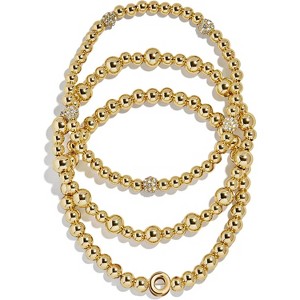 3-Piece Gold Plated Initial Bead Bracelet Set, Personalized Trendy Jewelry Gift for Women - 1 of 4