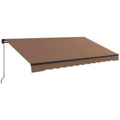Coffee Brown 12' x 10' Retractable Awning with Manual Crank Handle