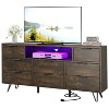 Homhougo TV Cabinet with Storage LED Lights,Power Outlets, Dresser with 8 Drawers Open Shelf,Metal Frame & Wood Top Entertainment Brown - 3 of 4