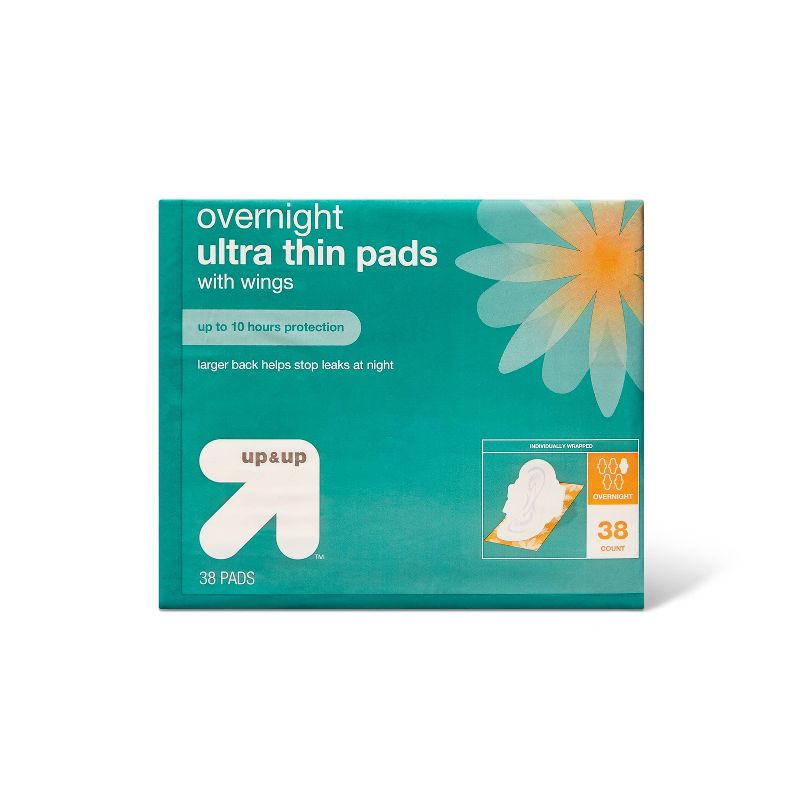 Ultra Thin Regular Overnight Pads with Wings - 38ct - up &#38; up&#8482;, 1 of 5
