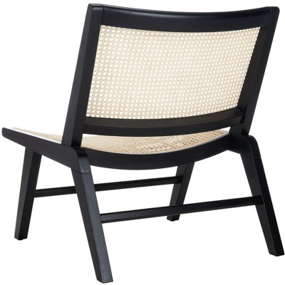 Transitional Auckland 26" Black and Natural Rattan Armless Side Chair