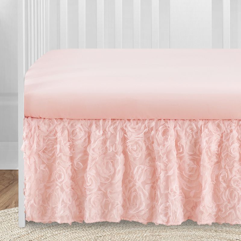 Sweet Jojo Designs Girl Baby Crib Bed Skirt Rose Collection Solid Pink, 4 of 5