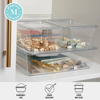 Clear Stackable Plastic Storage Bins with Lids, 4-Piece Set