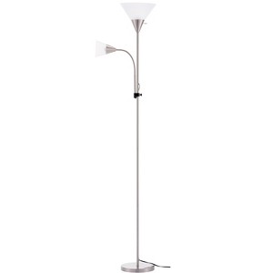 71.3" Torchiere Floor Lamp with Reading Light, Frosted Shade, Modern Design - 1 of 4