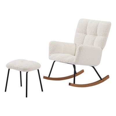 Rocking Chair, with High Backrest Armrests Recliner Chair, for Living Room Bedroom Readroom