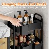 Simple Trending 3 Tier Metal Cart on Wheels, Heavy Duty Rolling Storage Cart with 3 Box and Hooks for Kitchen to Organize Books Snacks Tools, Black - 2 of 4