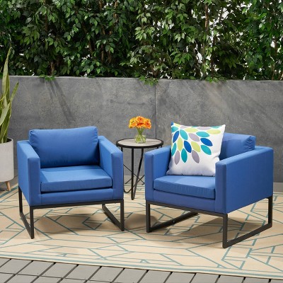 Walden 2PK Aluminum Upholstered Club Chair Navy Blue - Christopher Knight Home