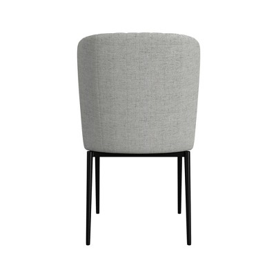 Light Gray Textured Velvet Upholstered Dining Chair with Metal Legs