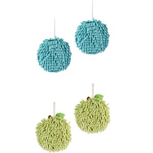 REGALWOVEN Soft Absorbent Fluffy Chenille Ball Bathroom Hand Towels with Wall Hook 4 Pack - 1 of 4
