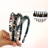 Unique Bargains Women's Non-Slip Elastic Teeth Comb Floral Pattern Headbands Green Black 3 Pcs - 4 of 4