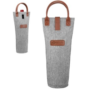OPUX Wine Bag Single Bottle Carrier Tote, Insulated Thermal Padded Portable Carry Case Travel Cooler Picnic Beach Gift - 1 of 4