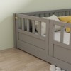 CAVINAS Full Size Bed Frame, Wooden Kids Floor Bed with Extra High Safety Barrier, Modern Full Bed Frame for Bedroom, Living Room - 2 of 4