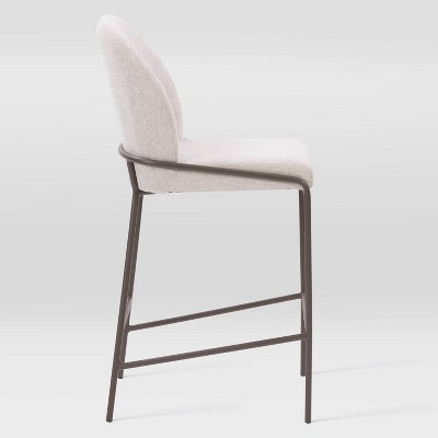 Blakeley 28'' Light Gray Twill Counter Stool with Iron Legs