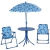 Outsunny Kids Folding Picnic Table and Chair Set Shark Pattern Outdoor Garden Patio Backyard with Removable & Height Adjustable Sun Umbrella - 4 of 4