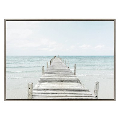 Large Coastal Wooden Pier on Beach Canvas Print