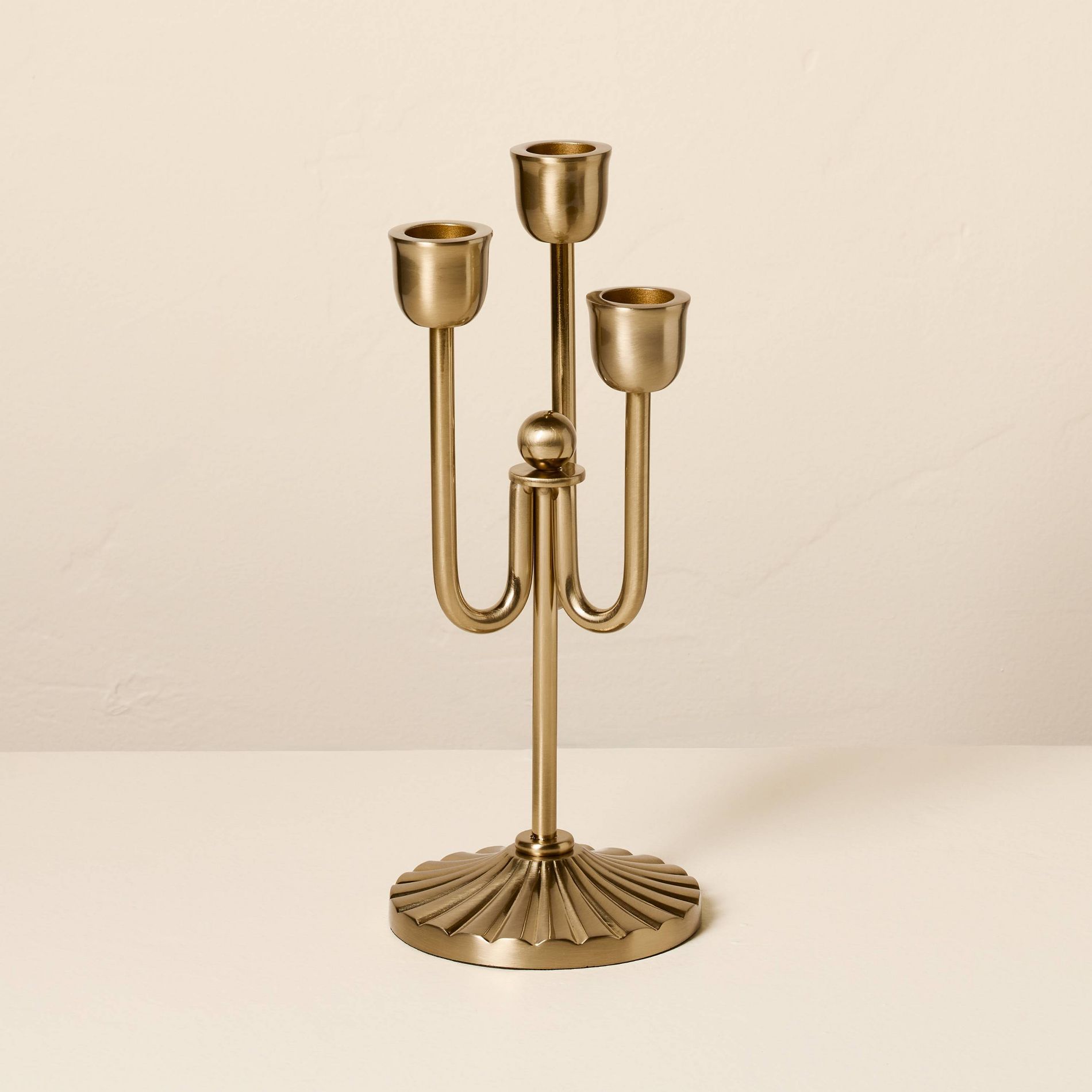 3ct 9.5"x4" Brass Taper Candelabra - Hearth & Hand™ with Magnolia