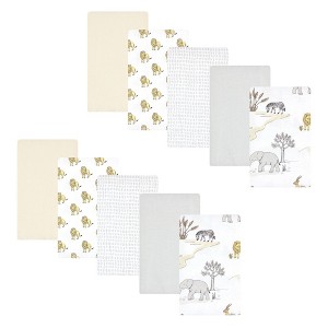 Hudson Baby Cotton Flannel Burp Cloths, Neutral Safari World 10-Pack, One Size - 1 of 4