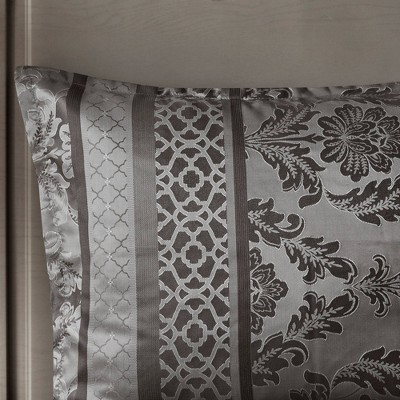 Bellagio Gray Jacquard 7-Piece Queen Comforter Set