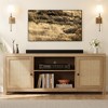 Homhougo TV Stand for 75 Inch TV, Rattan Entertainment Center with Storage, Wood TV & Media Console Brown - 4 of 4