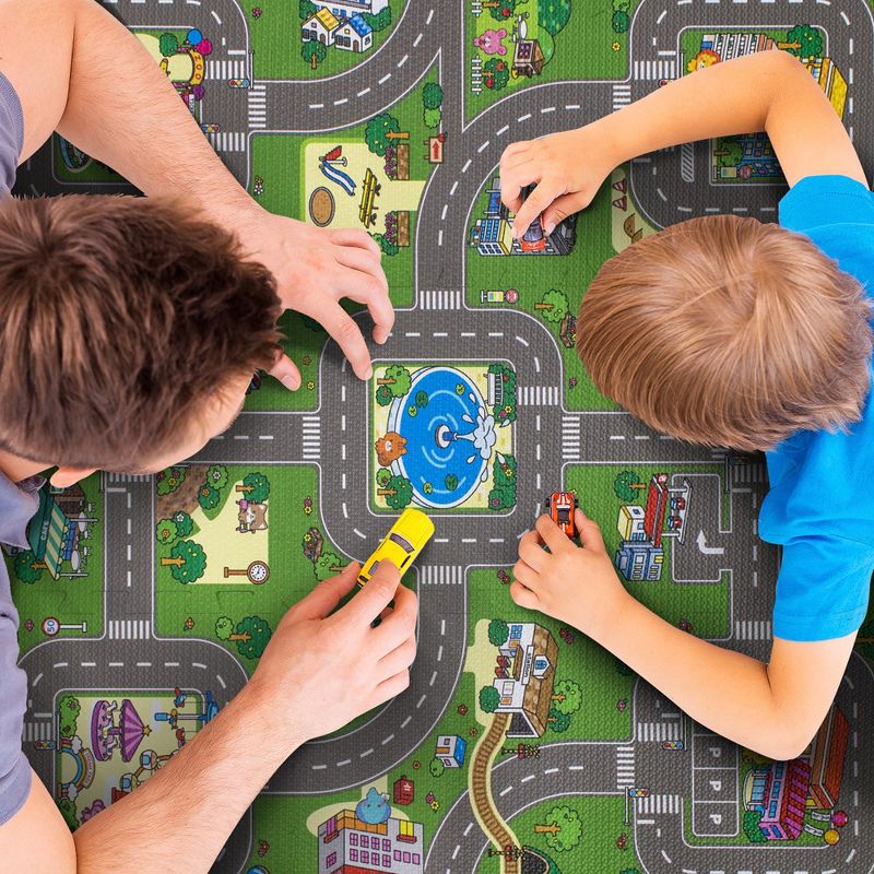 Sorbus Traffic Play mat Puzzle Foam Interlocking Tiles – Kids Road Traffic Play Rug - Children Educational Playmat Rug (9 Tiles with Borders), 4 of 6
