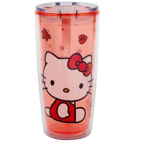 Sanrio Hello Kitty Pink Plastic Tumbler With Lid and Straw Holds