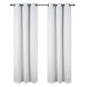RT Designer Collection Barnet Jacquard 2 Pack Luxurious Modern Design Curtain Panel 36" x 84" Charcoal - 1 of 4