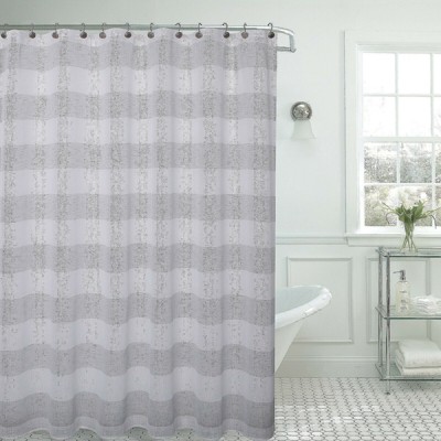 Kate Aurora Seaside Chic Cabana Metallic Striped Fabric Shower Curtains