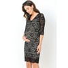 Hello MIZ Womens Floral Scallop Lace V-Neck Maternity Dress - 2 of 4