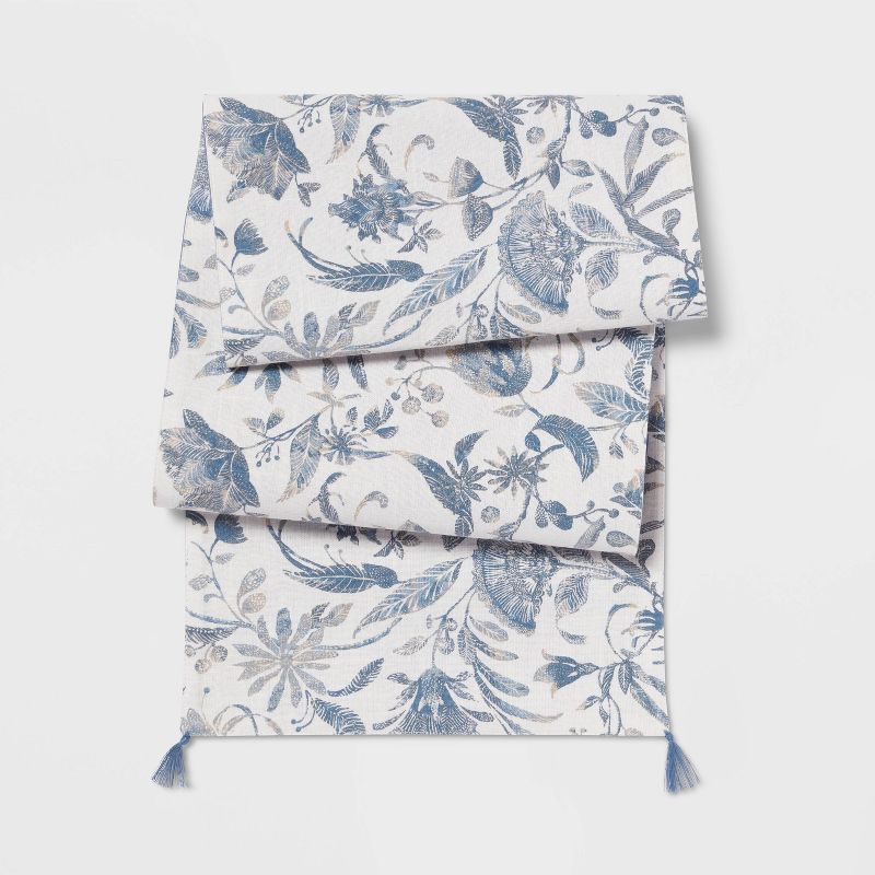 Cotton Floral Table Runner Blue - Threshold™, 1 of 8