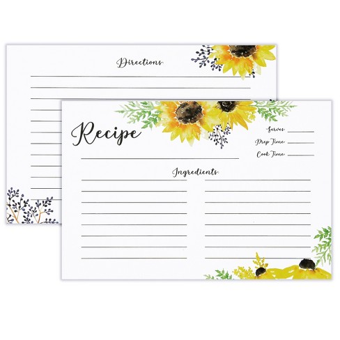 Recipe Cards - 60 Pack Blank Recipe Cards, Double-Sided, Watercolor Design, Perfect for Wedding, Bridal Shower, and Special Occasion, 4 x 6 Inches